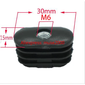15*30 20*40 25*50 mm eliptik boru tapası, tekeri ayak pedi için M6 veya M8 somunlu ayarlanabilir ayak ucu boş boru uçları