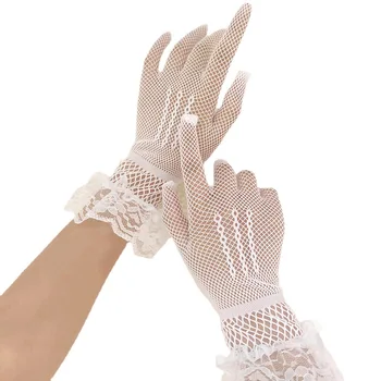 Cosplay punk dantel balık ağı elastik eldiven seksi iç çamaşırı punk eldiven kadın gotik lolita eldiven