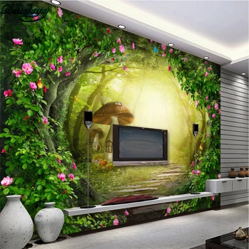 3DBEİBEHANG Özel Duvar Kağıtları Gül Çiçekler Bağ Orman Konuk Yatak Odası TV Duvar Arka Plan Duvar