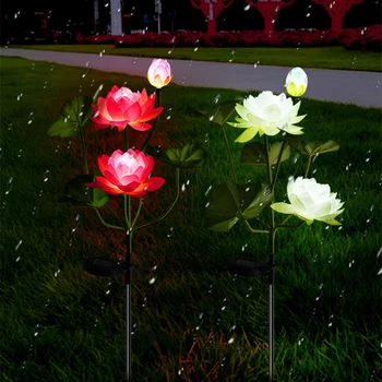 Güneş Lotus lamba ışığı Led Güneş Bahçe Dekorasyon için Su Geçirmez Açık Peyzaj Çim Aydınlatma Patio Yard yapay çiçek
