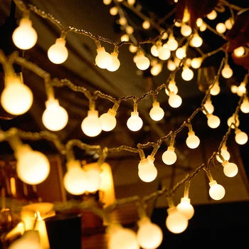 LED dış aydınlatma noel topu peri ışık dize düğün Festoon Garland lamba parti ev odası kamp bahçe dekorasyon