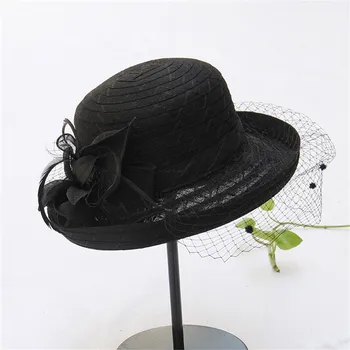 Ilkbahar Yaz Örgü Güneşlik Şapka Çiçek Mizaç düğün elbisesi Şapka Güneş Kubbe Büyük şapka Moda Şapka Kadın İçin