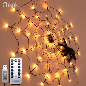 Chkok Cadılar bayramı fener örümcek Web kapalı atmosfer ışığı balık ağı ışık dize hayalet festivali dekoratif ışıklı ışık