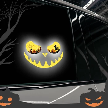 Cadılar bayramı Tema Kabak Yüz Yüksek Yansıtıcı Sticker Araba Reflektör Gece Güvenlik Sürüş Uyarı İşareti Festivali Çıkartması Dekor