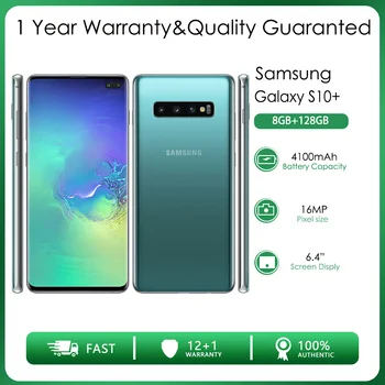 Orijinal Unlocked Samsung Galaxy S10 + G975F G975U 4G Sekiz çekirdekli 8GB RAM 128GB ROM 16MP 6.4