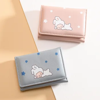 Basit küçük cüzdan Yeni Kore Versiyonu kadın Cüzdan Karikatür Desen Mini Çantalar Öğrenci Çoklu Kart El Çantası Sıfır Cüzdan