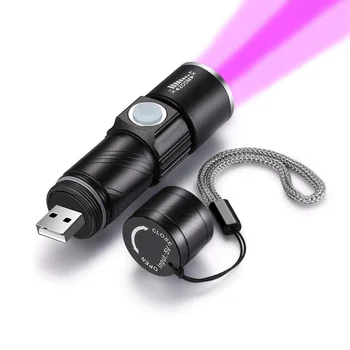 UV Lamba USB Şarj Edilebilir 3 Modu 365nm Ultraviyole Mini LED el feneri Floresan Yeşim Para Dedektörü UV kür ışıklı fener Yeni