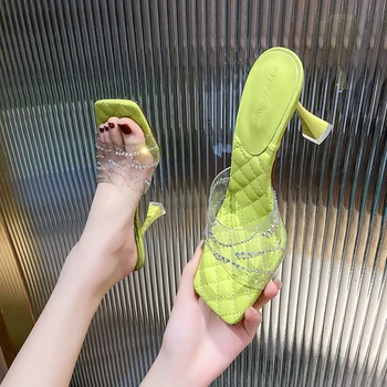 Yaz Stiletto Sandalet Terlik Bayan Pompaları Klasikleri bağcıksız ayakkabı Seksi Kadın Parti Düğün Arkası Açık İskarpin Yüksek topuklu