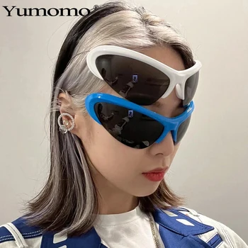 Ön tasarım Büyük Boy Güneş Gözlüğü y2k Kadın Erkek Moda Punk güneş gözlüğü Spor Ayna Gözlük Shades UV400 Gözlük