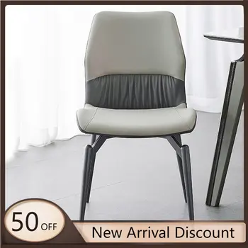 Iskandinav Minimalist Tasarım yemek sandalyesi Rahat Benzersiz Deri Metal yemek sandalyesi Yumuşak Salon Silla Comedor mutfak mobilyası