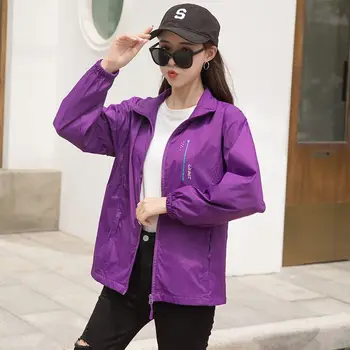 Rüzgarlıklar Kadınlar İçin Bahar Sonbahar Büyük Boy Eğlence Açık Spor Kore Moda Baskılı Tüm Maç Üst İnce İş Giysisi Ceket