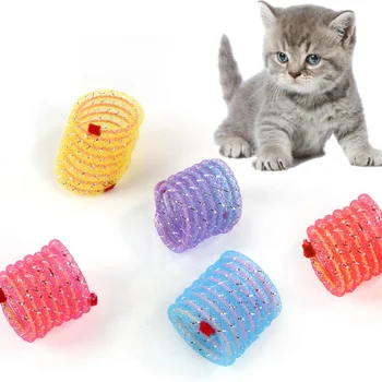 Pet Kedi Oyuncak Renkli Kedi İnteraktif Bahar Hortum Oyuncak Tel Tüp Bahar
