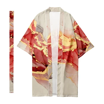 Erkek Japon Uzun Kimono Ebru Kimono Harajuku Hırka Samurai Bornoz Kimono Gömlek Yukata Ceket Cloa4