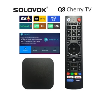 SOLOVOX 2023 Q8 Kiraz TV Mytvonline Android 11 IPTVBOX 4G 32G S905Y4 Dört Çekirdekli 5G MIMO Çift WiFi Stalkermac ATV AV1 4K Dekoder