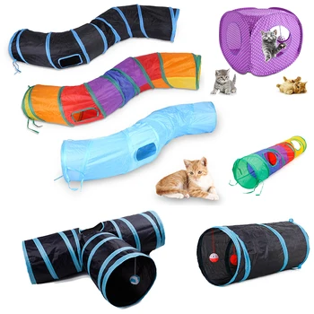 Kedi Oyuncak Tünel Katlanabilir Pet Kedi Kitty Pet Eğitim İnteraktif Eğlenceli Oyuncak Tünel Sıkılmış Yavru Yavru Tavşan Oyun Tüneli Tüp