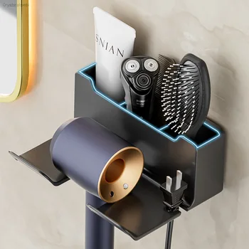 Duvara Monte Saç Kurutma Makinesi Tutucu Dyson Saç Kurutma Makinesi Standı Banyo Raf Tıraş Düzleştirici Depolama Raf Banyo Organizatör