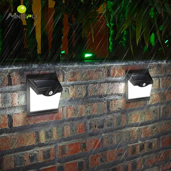 LED dış mekan güneş enerjili duvar lambası IP65 Su Geçirmez Uzaktan Kumanda İle Hareket Sensörü Sokak Lambası Avlu Garaj Bahçe Koridor