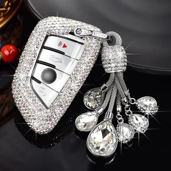 Kadınlar Kristal Araba Anahtarı Durum katlanır anahtar Kabukları Bmw F20 G20 G30 X1 X3 X4 X5 G05 X6 Araba araba-Styling Tutucu Kabukları Anahtarlık
