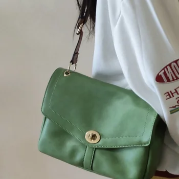 Kadın Çanta Trendi 2023 Deri Vintage Yeşil omuzdan askili çanta Kadın Casual Tote Y2K bayan çanta Kadın postacı çantası