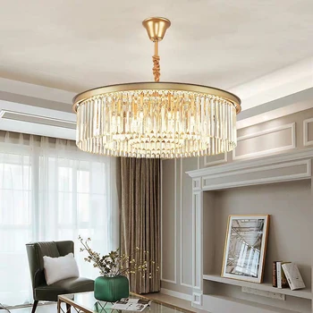 Avrupa tarzı altın kaplama düğün dekoratif ışıklar lüks Modern kapalı oda avize kristal Led kolye ışık