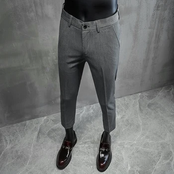 Yüksek kaliteli İnce günlük giysi Pantolon Erkekler Rahat İş Elbisesi Pantolon Ofis Sosyal Streetwear Erkek Giyim 2023 İlkbahar Yaz