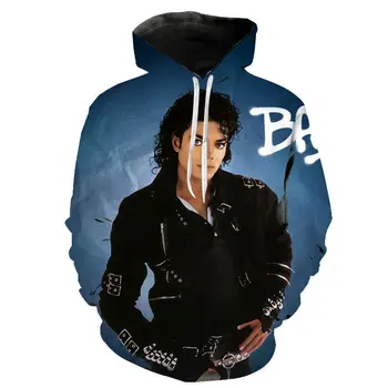 Hoodies 3D Baskı Rapçi Şarkıcı Michael Jackson Kapüşonlu Sweatshirt Erkek Kız Moda Kazak Büyük Boy Hoodie çocuklar Unisex giyim