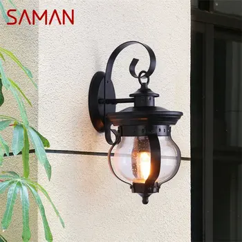 * SAMAN açık Retro duvar ışık klasik aplikleri lambası su geçirmez IP65 ev sundurma Villa için LED