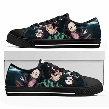 Anime iblis avcısı kimetsu hiçbir yaiba Düşük en kaliteli ayakkabılar Mens Womens Genç Kanvas Sneaker Rahat Çift Ayakkabı Özel Ayakkabı