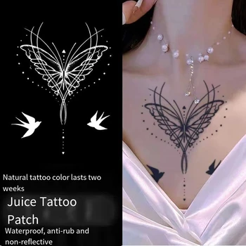 Starlight Kelebek Yutmak Bitkisel Suyu Geçici Dövme Etiket Göğüs Ön Bacak Geri Su Geçirmez Kalıcı Kadın Seksi Sahte Dövme