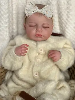 NPK 19 inç Loulou Yeniden Doğmuş Bebek Bebek El Yapımı Gerçekçi Yenidoğan Uykuda Yumuşak Dokunmatik Sevimli Bebek 3D Boyalı Cilt Görünür Damarlar