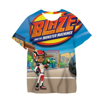 2023 Yeni Blaze Ve Canavar Makineleri Karikatür Çocuklar Komik T-shirt Bebek Erkek Serin Yaz T shirt Çocuk Üstleri Kız Elbise
