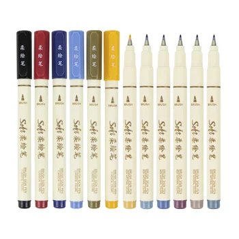 Yeni Retro Renkli Yazı Boyama resim kalemi Kalem Seti Yumuşak Fırça Ucu İnce Çizgi Kaligrafi Tasarım Çizim Sanat Kırtasiye