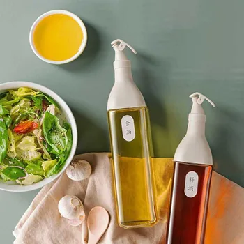 500ml Baharat Yağ Şişesi Kalınlaşmış cam kavanozlar Boş Sirke sos şişesi Yenilebilir Yağ Dağıtıcı Ev Mutfak Aksesuarları