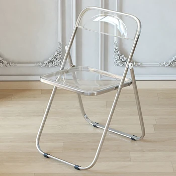 Vanity Katlanır yemek sandalyeleri Akrilik Şeffaf Modern Tasarımcı Oturma Odası Sandalye Ergonomik Ofis Şezlong Modern Mobilya ZLXP